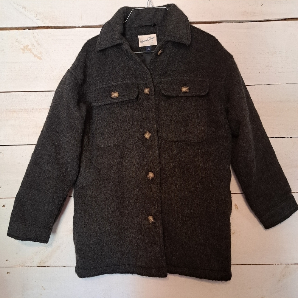 Universal Thread Womens Wool Oversized Brushed Shirt Jacket Size Xtra Small Grey